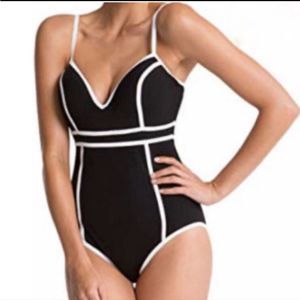 SPANX One Piece Black & White Bathing Suit Size 6